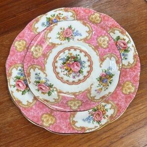 Vintage collectible Royal Albert “Lady Carlyle” saucer and dessert plate